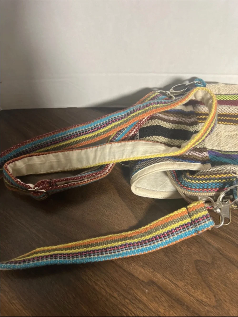 Himalayan Multi-Stripe Hemp Crossbody Bag - Natural Multi